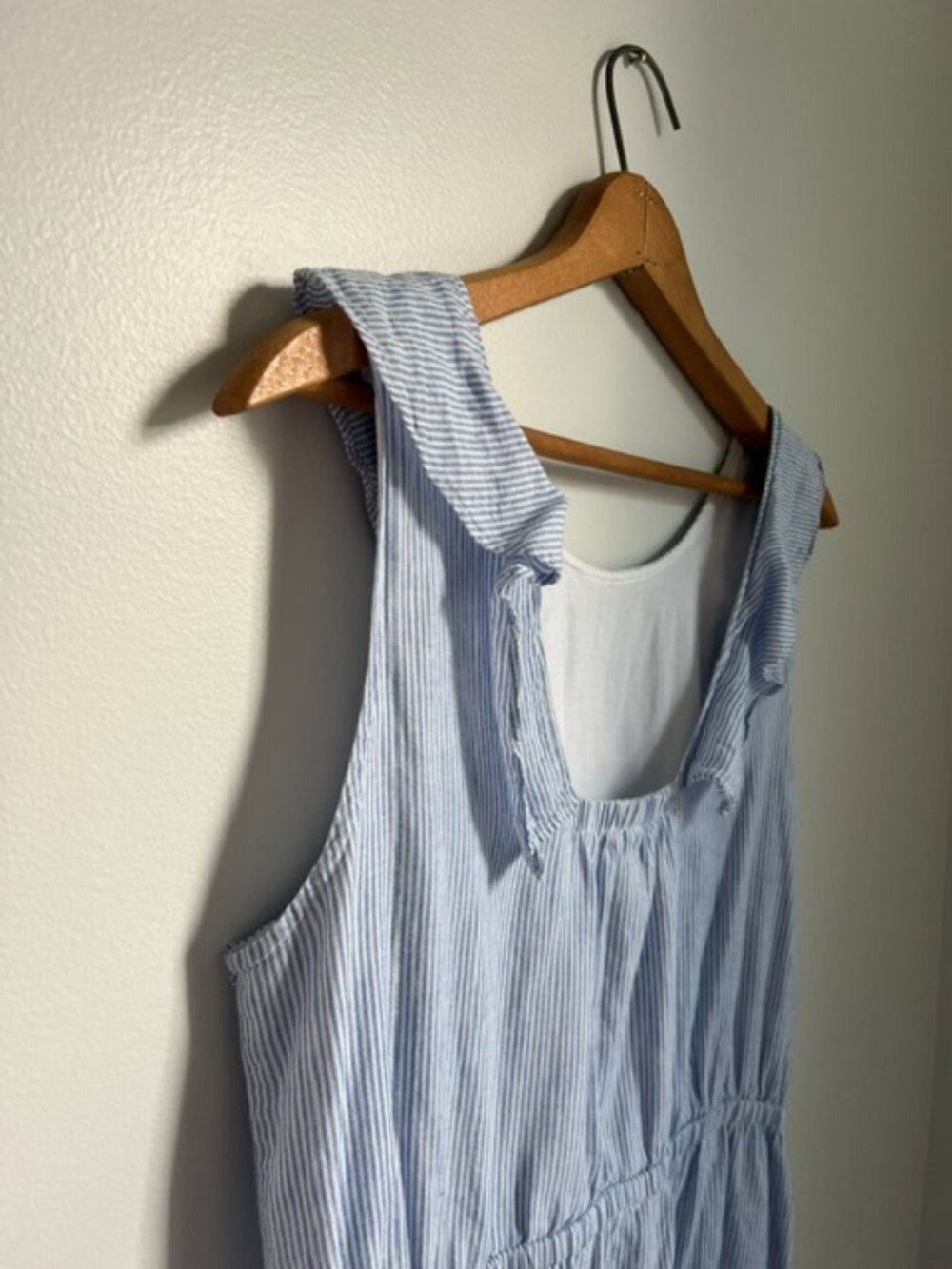 JCREW | Light Blue & White Striped Cotton Linen Sleeveless Mini Dress Size 8 - Picture 10 of 16